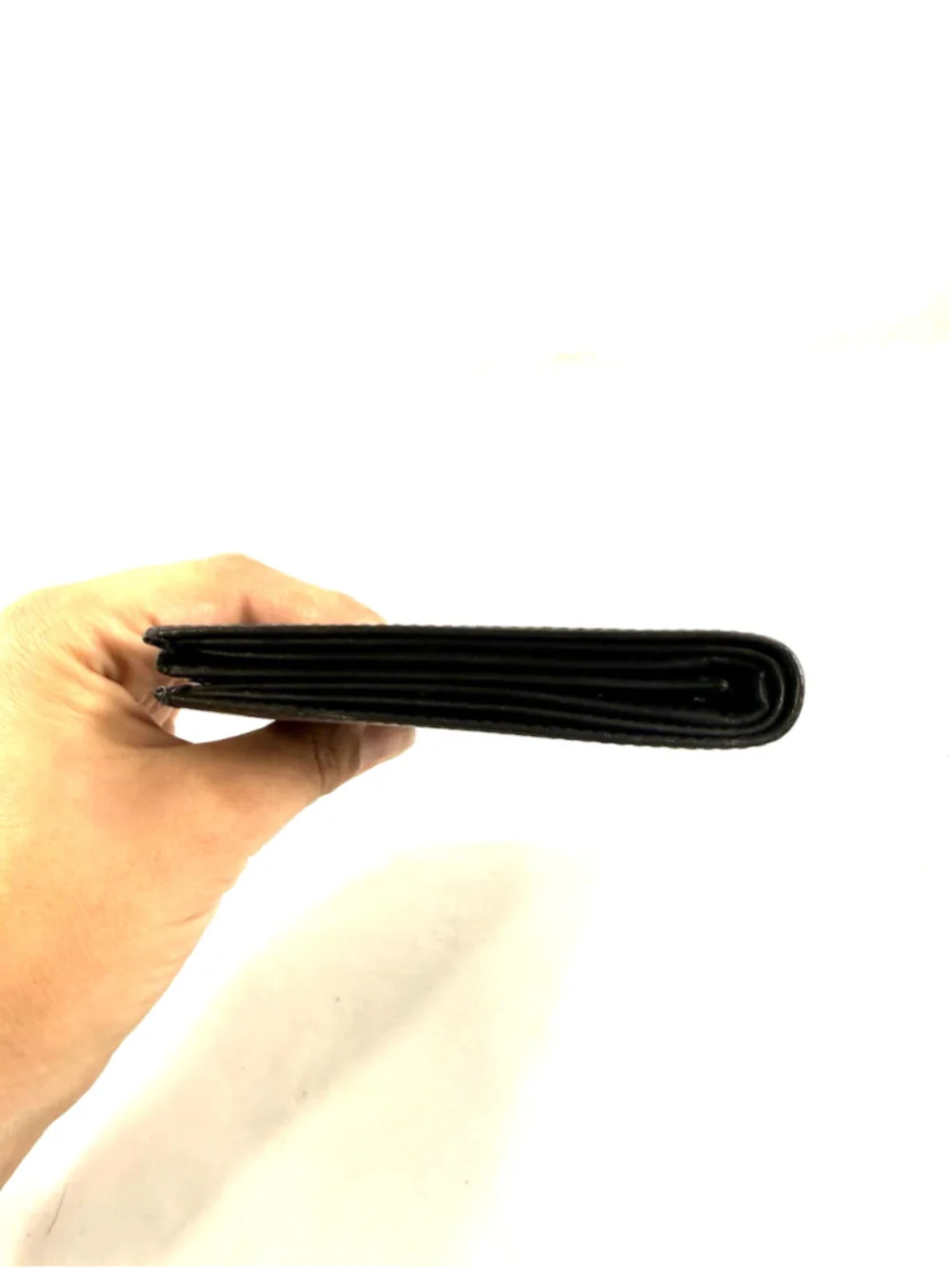 Hand Crafted Genuine Leather Wallet Men Black Trifold Credit Cards ID Cash India